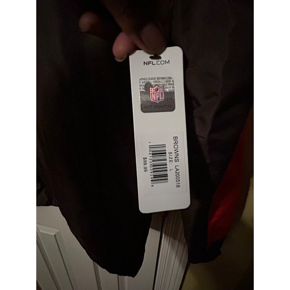 Cleveland Browns NFL Hooded Jacket L Red & Brown Polyester - Picture 4 of 7